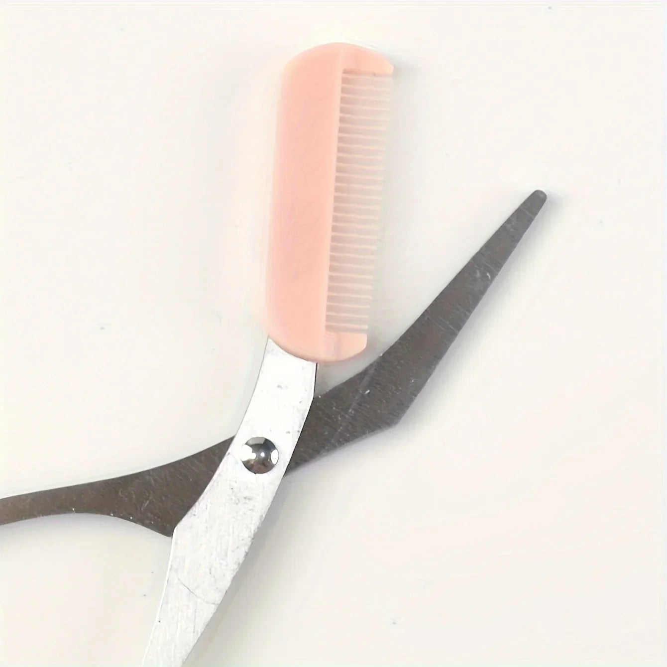 Pink Eyebrow Trimming Scissors with Comb – Stainless Steel Precision Grooming Tool