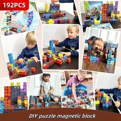 DIY Magnetic Building Blocks Set – Mine World Cube Magnets, STEM Construction Toy for Boys & Girls, Montessori Sensory Gift