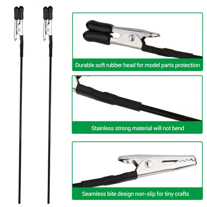 Modeling Tool Set: Painting Stand Base Holder with 12 Alligator Clip Sticks - Perfect for Airbrush Spray and Hobby DIY