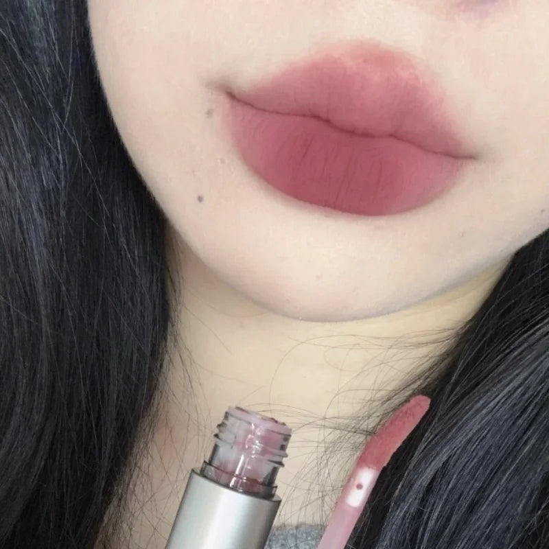 Long-Lasting Waterproof Matte Velvet Lip Gloss – Smooth Nude Brown Lip Tint for Festival Gifts