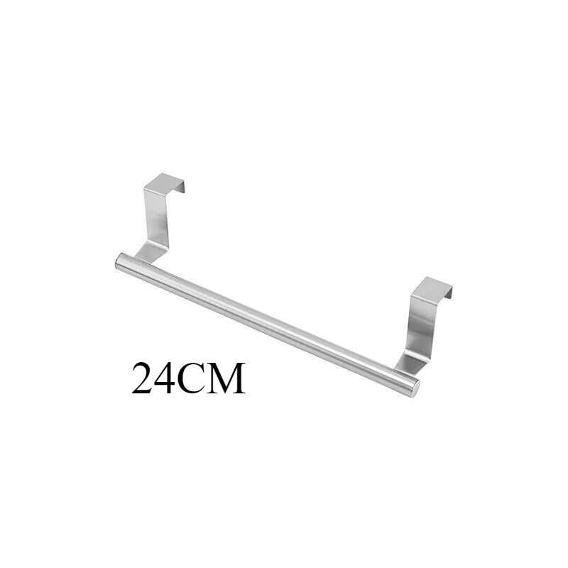 Over-Door Stainless Steel Towel Rack – Bathroom & Kitchen Hanging Storage Bar for Cabinet Doors