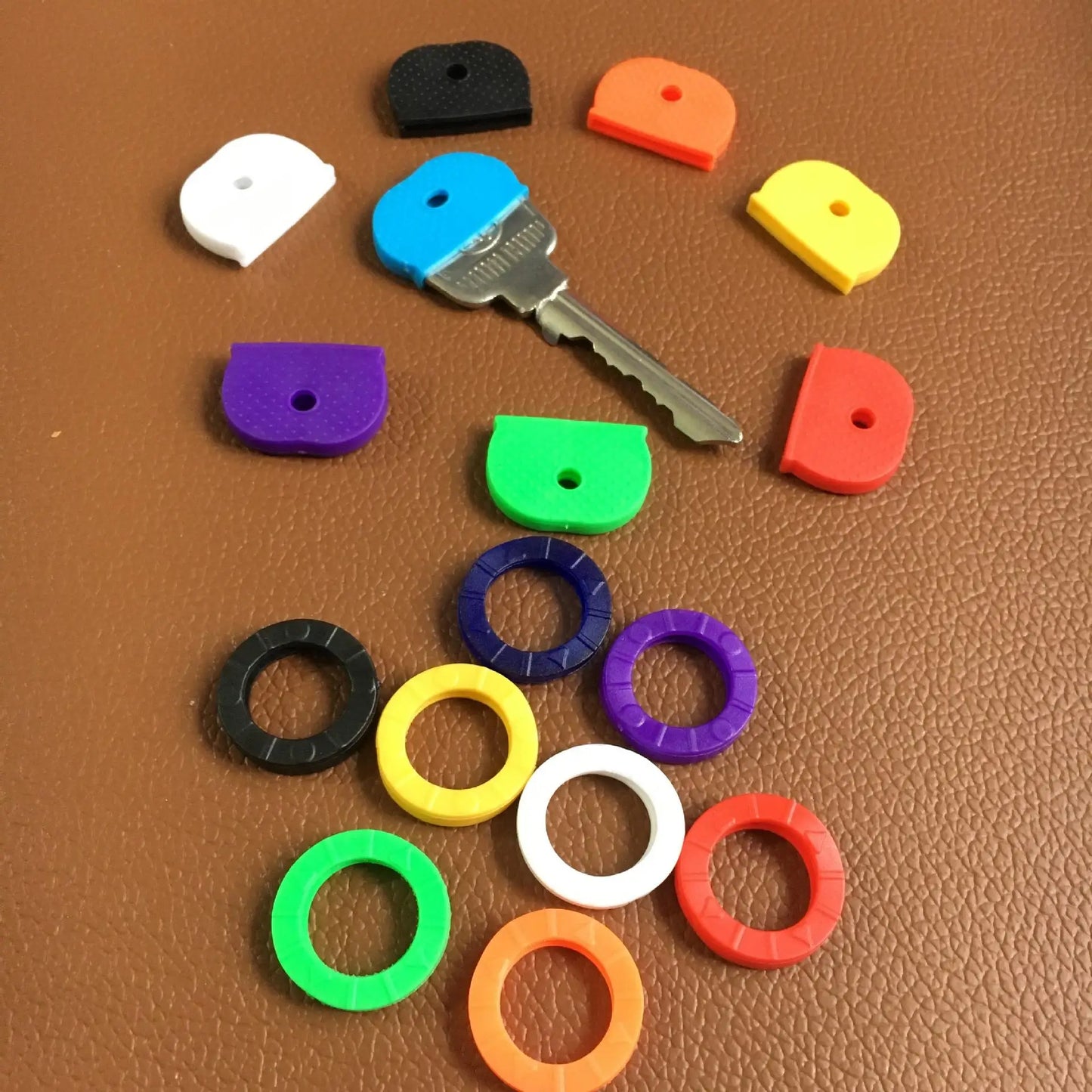 Silicone Color Key Sleeves Set - Soft Elastic Key Ring Covers for Easy Key Identification & Organization