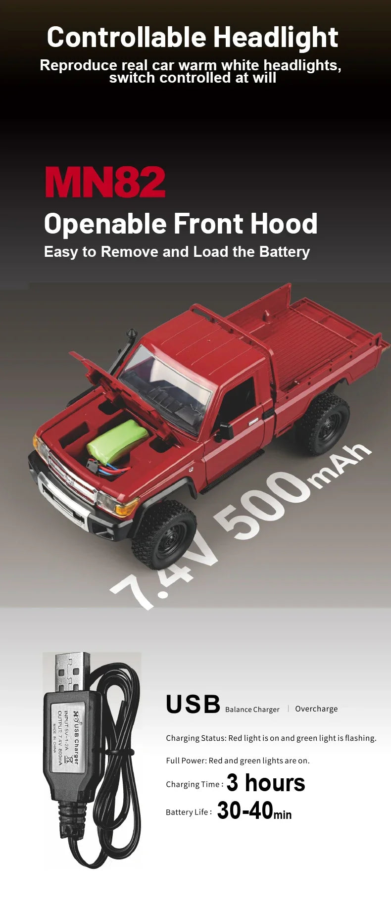 MN82 Pro RC Off-Road Vehicle — 1:12 Scale 4WD Climbing Car for Toyota LC79 Simulation