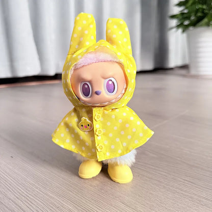 17CM Labubu Monster Doll Clothes – DIY Colorful Raincoat Outfit with Cute Candy Dots, Kids’ Gift Accessories
