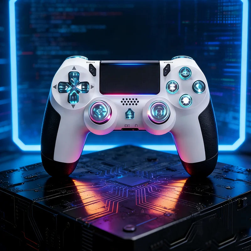 LED Bluetooth Wireless Gamepad – 6-Axis Gyroscope Dual Vibration RGB Controller for PS4, PS3 & PC