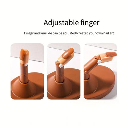 Detachable Mechanical Practice Hand – Acrylic & Silicone Nail Tips, Moving Finger Strap Base for Beginners