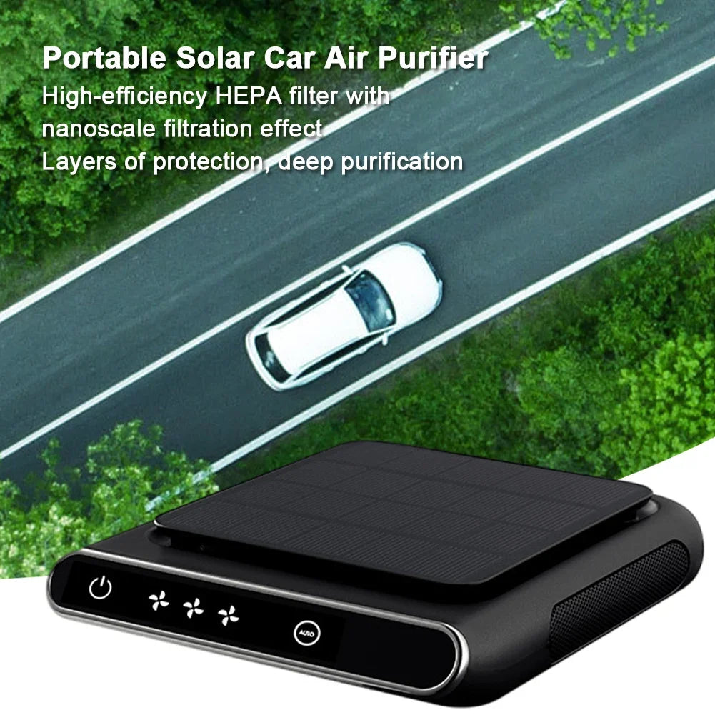 Solar Car Air Purifier - 1200mAh USB Rechargeable Wireless Air Ionizer & Freshener