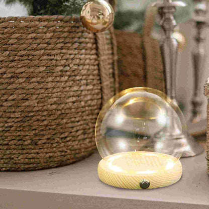 Handmade Glass Display Dome – Clear Plant Pots with LED Lights, Glowing Eternal Preserved Flowers Decor