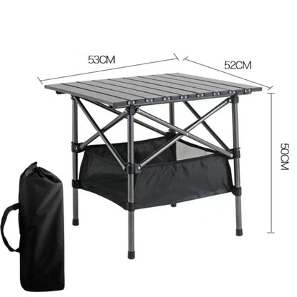 Outdoor Folding Long Table – Portable Storage Camping Desk with Net Bag, Easy Install, Lightweight & Stable