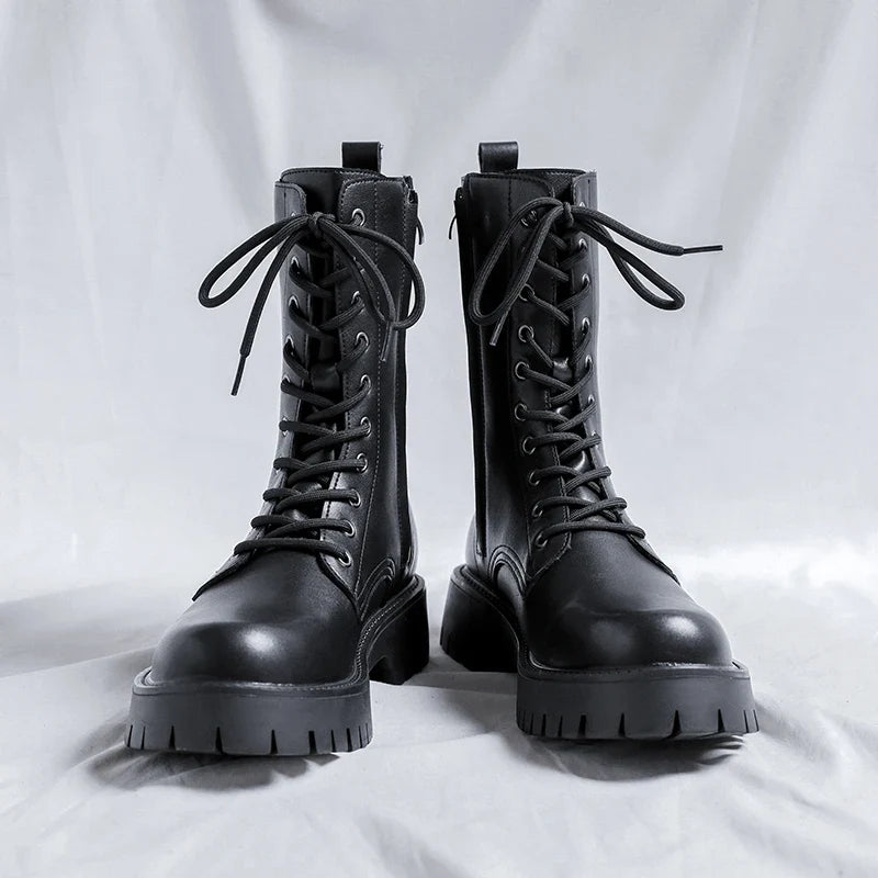 Luxury Brand Men's High Top Boots – Designer Leather Casual, Business & Outdoor Work Boots for Men