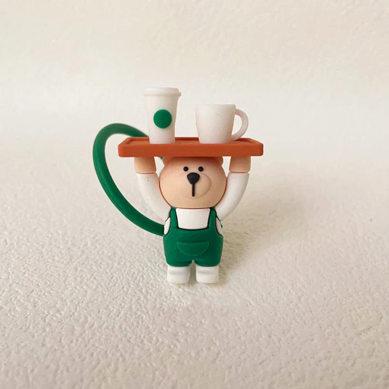 Cute Cartoon Bear Silicone Straw Covers – Dust Plug Cap for 7-8mm Large Caliber Drinking Cups