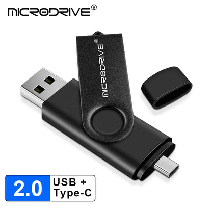 2-in-1 Metal OTG USB Flash Drive – Type-C & USB Memory Stick (4GB to 128GB) for Phones & PCs