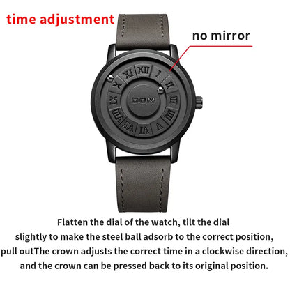DOM Trend Concept Men's Watch: Creative Scrolling Pointer Design with Magnetic Force - Fashionable & Waterproof Timepiece for Men