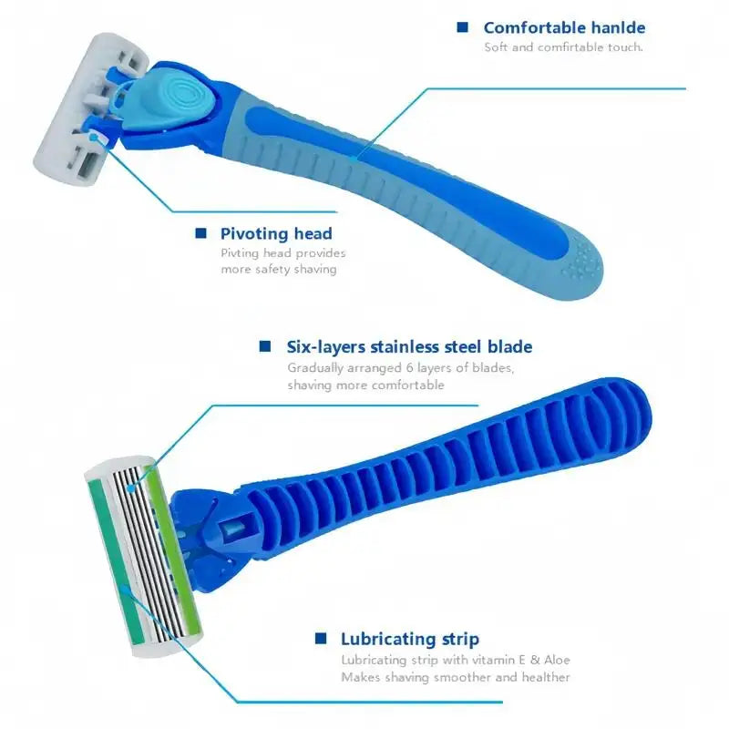 Women’s 6-Layer Manual Safety Razor Set – 1 Handle + 18 Stainless Steel Replaceable Blades