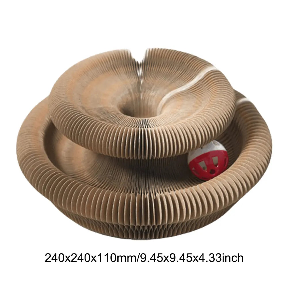 Magic Organ Cat Scratcher Toy – Round Corrugated Scratch Board for Cats, Claw Grinding Accessories (1/2pcs)