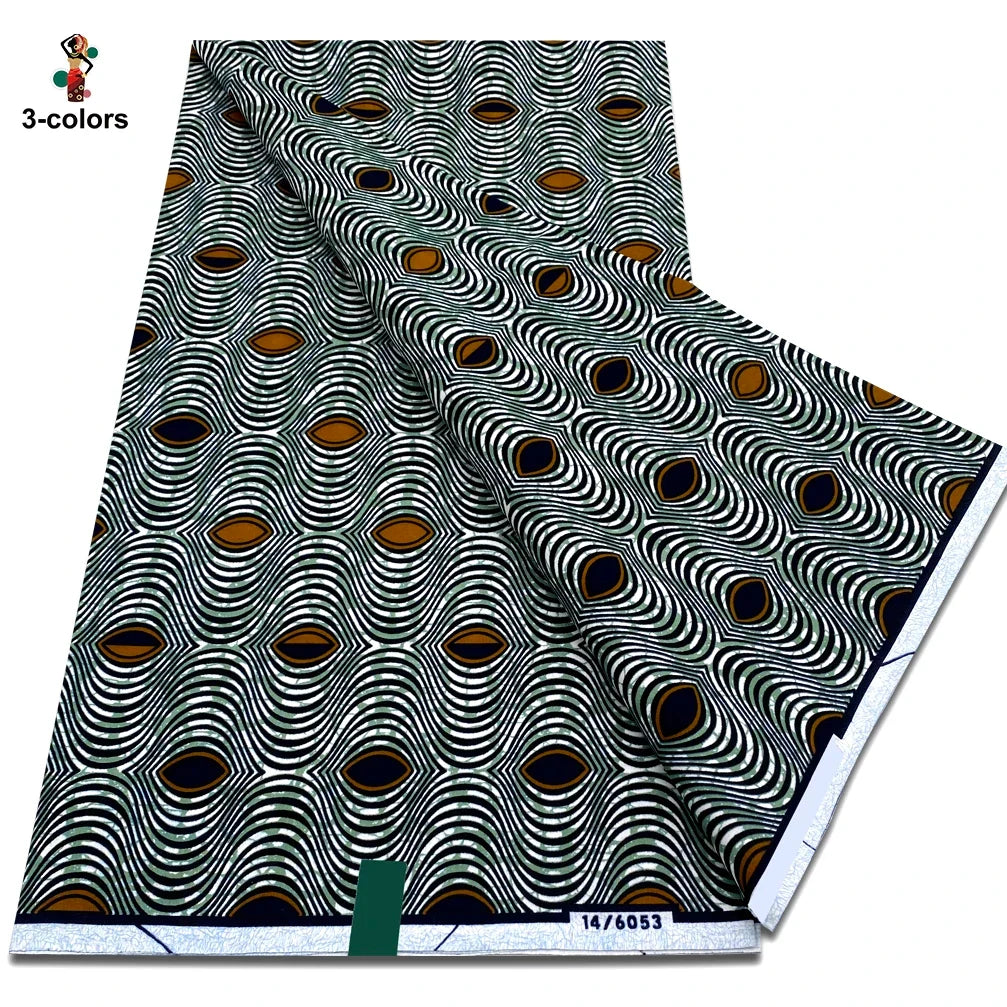 African Real Wax Print Fabric - 100% Cotton Soft Ankara Pagne Material for Dresses