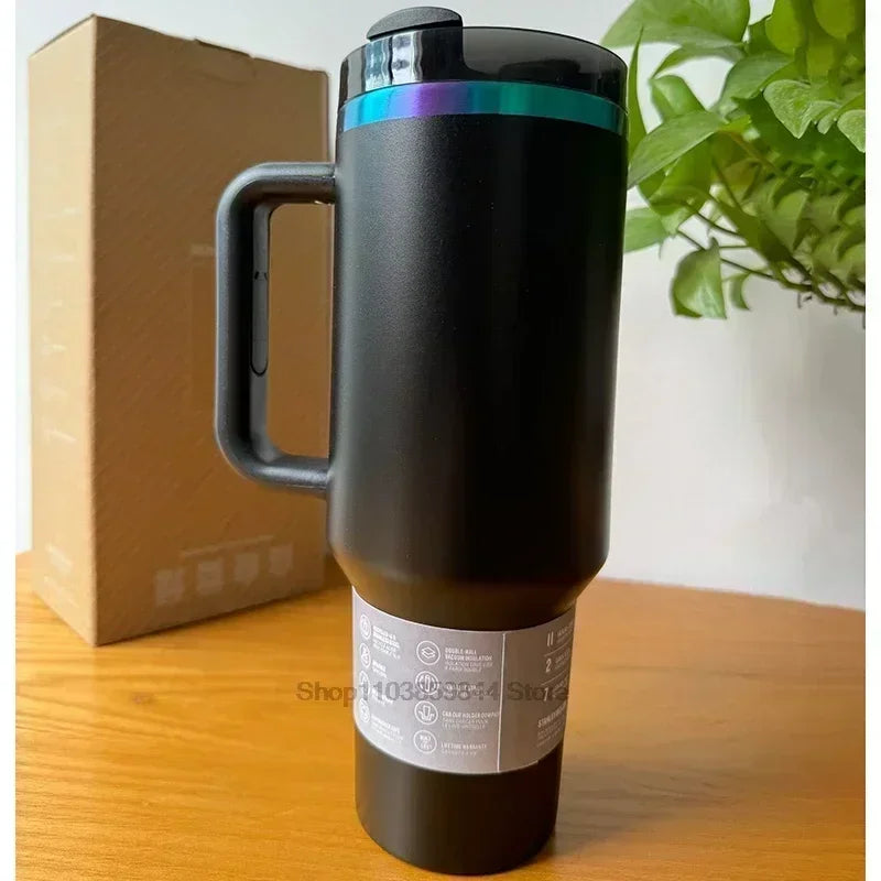 2025 New Stainless Steel Travel Mug with Handle & Straw Lid – 30oz/40oz Vacuum Insulated, Double Wall Thermal Iced Cup