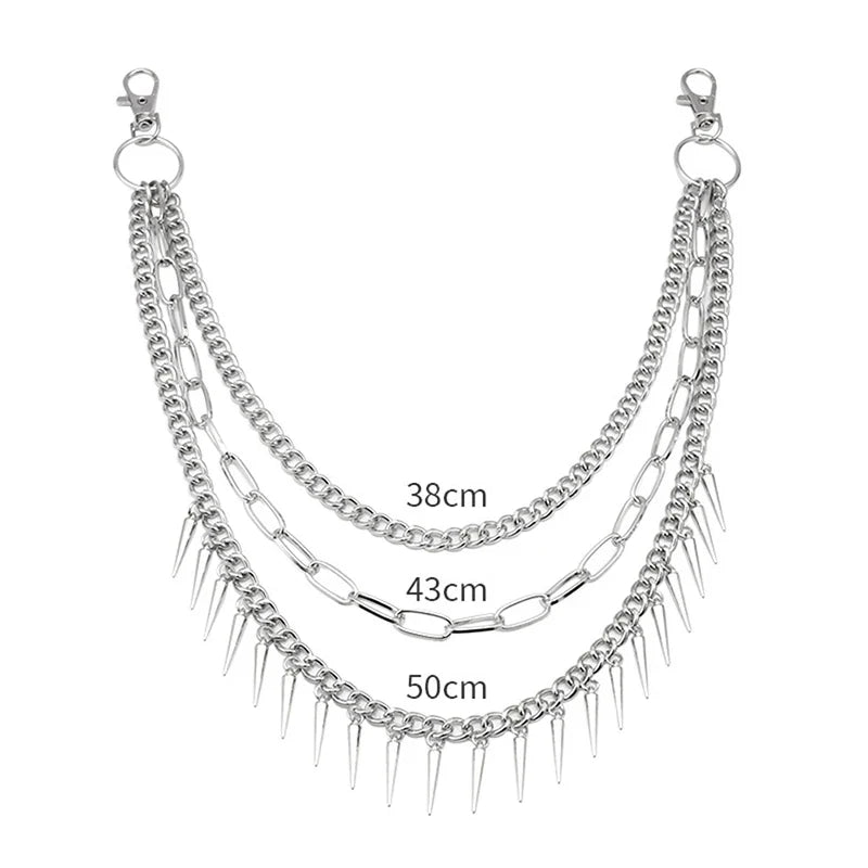 Punk Rock Metal Waist Chain Keychain – Unisex Hip-Hop Jewelry for Jeans, Wallets & Accessories