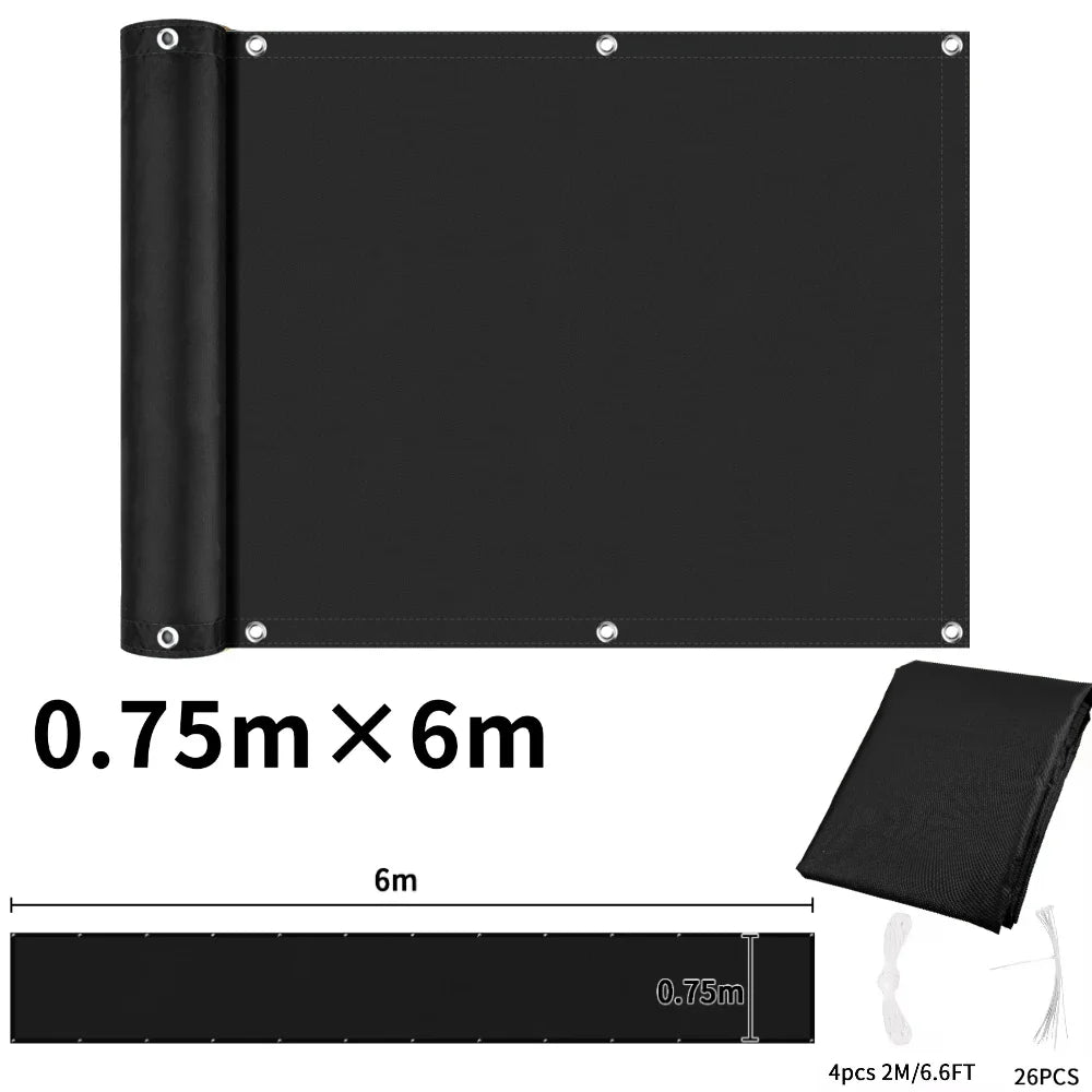Balcony Privacy Screen Fence Cover with Grommets – Waterproof UV Protection Sunshade Cloth for Patio, Garden & Outdoor Shelter