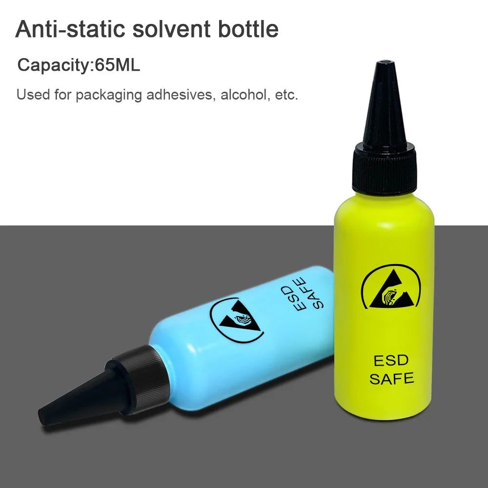 65ML Anti-Static Solvent Dispensing Bottle – Leak-Proof Alcohol Rosin Water Bottle with Needle for Mobile Phone Repair