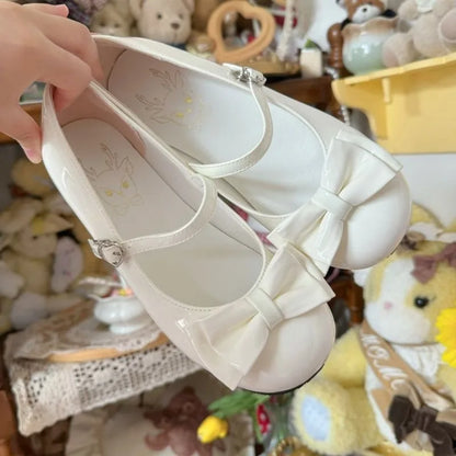 Women’s Lolita Flats – Low Round Toe Cross Strap Bow Princess Tea Party Shoes, Cute Lovely Student Shoes 2025