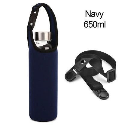 Insulated Water Bottle Carrier Bag - Adjustable Shoulder Strap Neoprene Bottle Cover Pouch for 550ml 750ml 1000ml 1500ml Bottles