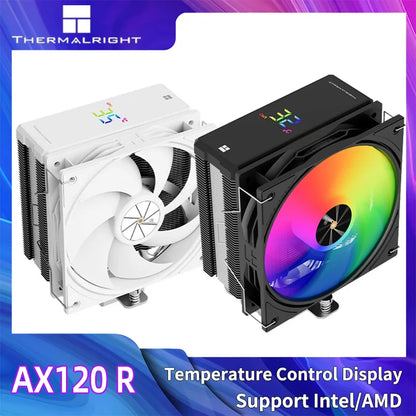 Thermalright AX120-R ARGB CPU Cooler with Digital Display – 4 Heat Pipe PWM Radiator for Intel LGA1851/1700 & AMD AM5