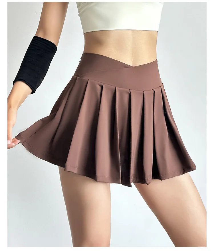 Women’s Sports Short Skirt — Summer High Waist Pleated Skirt with Anti-Walk Yoga Pants, Quick-Dry Breathable Running & Fitness Wear