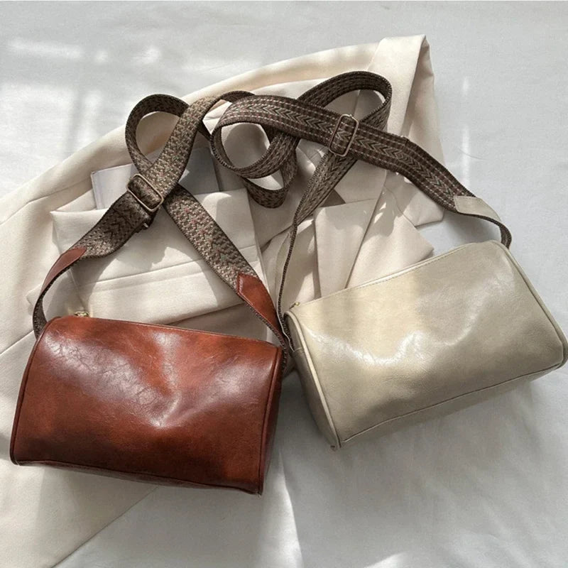 Vintage PU Leather Boston Handbag – Small Women’s Crossbody Purse for Casual Travel & Fashion