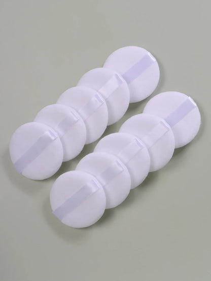2/5/10/20PCS White Round Powder Puffs – Portable High-Grade Makeup Applicators for Base & Setting