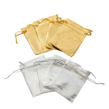 50pcs Gold Drawstring Bags – Jewelry, Candy, and Gift Pouches for Small Business Packaging
