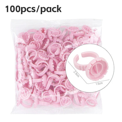 AILEISHI 100PCS Disposable Eyelash Glue Cup Rings – Lash Extension Pigment Holder Tattoo Makeup Tools