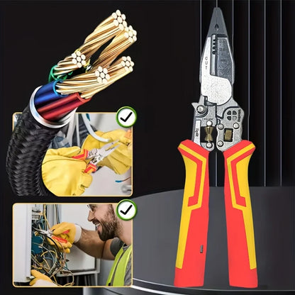 9-in-1 Multifunction Wire Stripping Pliers with Voltage Tester – Electrical Wire Stripper, Cutter & Crimper Tool for Maintenance & Repair