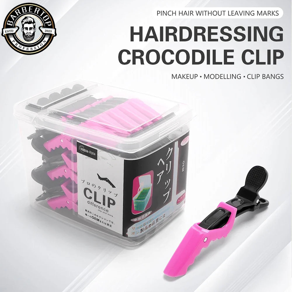 30pcs Barber Hair Clips Black & Pink Hairdressing Clamps Claw Sectioning Clips for Salon Styling