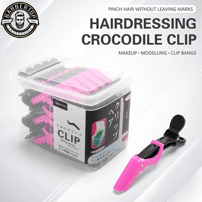 30pcs Barber Hair Clips Black & Pink Hairdressing Clamps Claw Sectioning Clips for Salon Styling