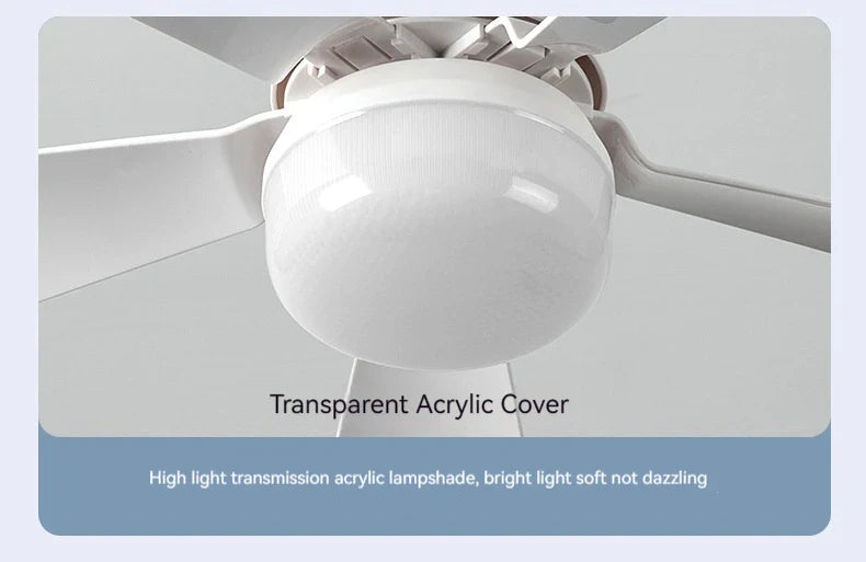 30W Ceiling Fan with LED Light – Dimmable Remote Control, E27 Base Smart Fan for Bedroom & Living Room