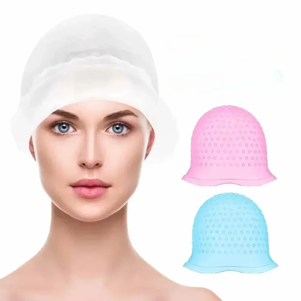 2PCS Hairdressing Dyeing Caps – Professional Silicone Hair Coloring Cap with Metal Hooks for Barber & Salon Styling