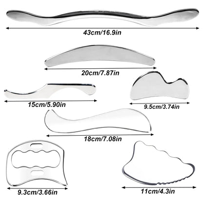 7-in-1 Stainless Steel Muscle Scraper Set – Gua Sha Deep Tissue Massage & Soft Tissue Mobilization Tools