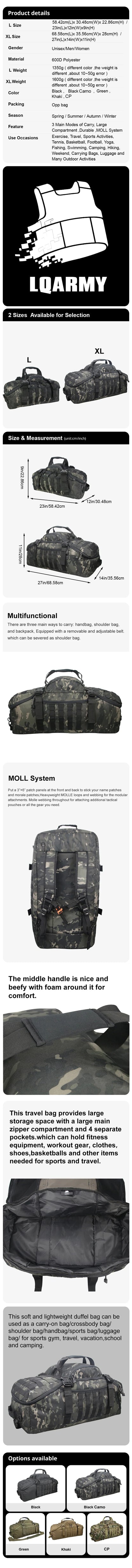 LQARMY 60L/80L Tactical Camping Backpack - Molle Hiking, Travel & Climbing Rucksack for Men