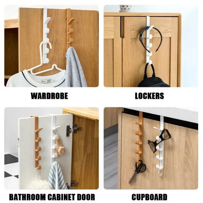 Over-the-Door Bedroom Hanger — Plastic Clothes & Bag Rack for Home Storage Organization