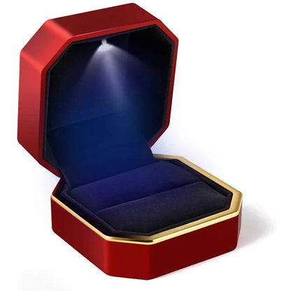 LED Jewelry Ring & Necklace Box — Luxury Velvet Display Case with Light for Engagement, Proposal & Wedding Gifts