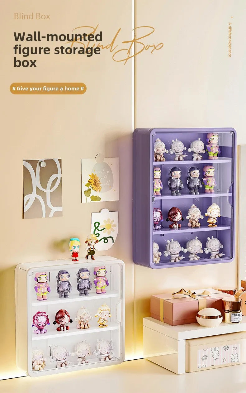 Wall-Mounted Doll Blind Box Storage Rack – Magnetic Suction Figurine Display Cabinet, Dustproof Handheld Box for Collectibles