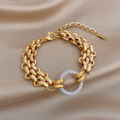 Greatera Handmade Braided Titanium Steel Bracelet – Waterproof Contrast Color Chain Bangle for Men & Women Classic Jewelry