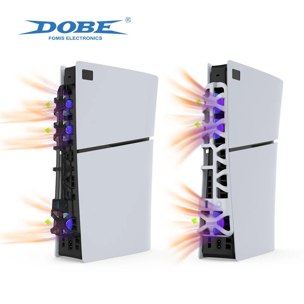 DOBE Cooling Fan for PS5 Slim – Disc & Digital Edition with RGB Lighting and USB 3.0 Port TP5-3538S