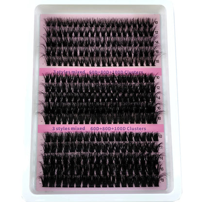New 15 Rows DIY 5D Fluffy Lash Clusters – 60D–200D Wispy Thick Individual Eyelash Extensions 10–20mm Volume Lash Kit for Salon-Style Look