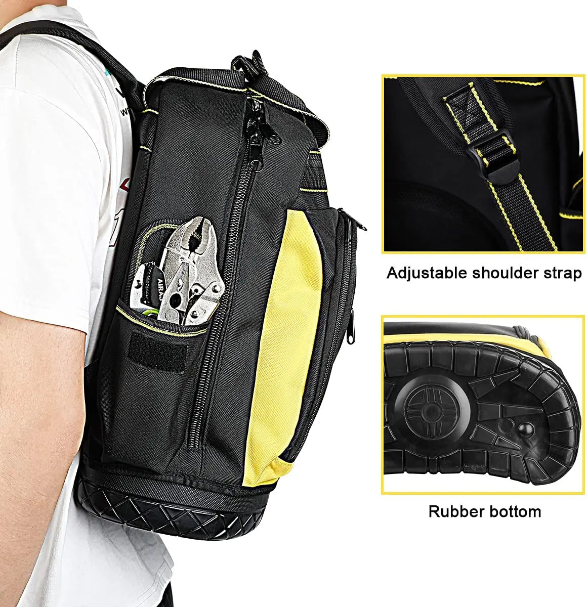 AIRAJ Waterproof Tool Backpack – Heavy Duty Organizer Bag for Electricians & Plumbers