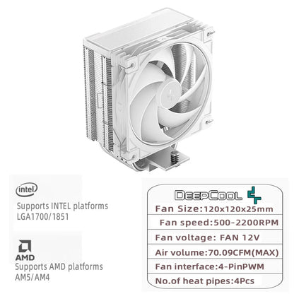 DEEPCOOL AG400 ARGB CPU Air Cooler – 4 Heat Pipe PWM 220W TDP High Performance Cooling for Intel LGA1700/1200/115X & AMD AM4/AM5