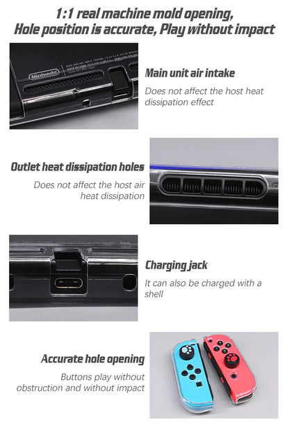 High Transparency PC Protective Case for Nintendo Switch – Ultra-Thin Full Coverage Handle & Split Protection