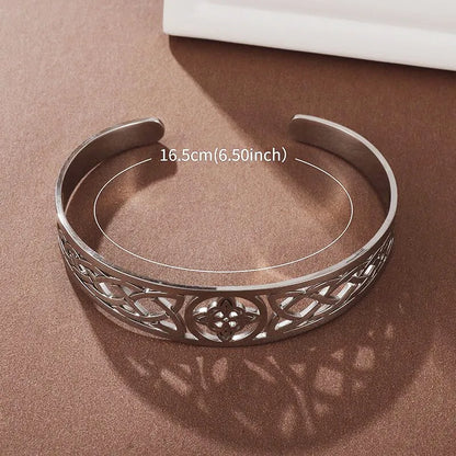 Witch Knot Cuff Bracelet - Stainless Steel Pagan Magic Knot Good Luck Amulet Celtic Knot Jewelry
