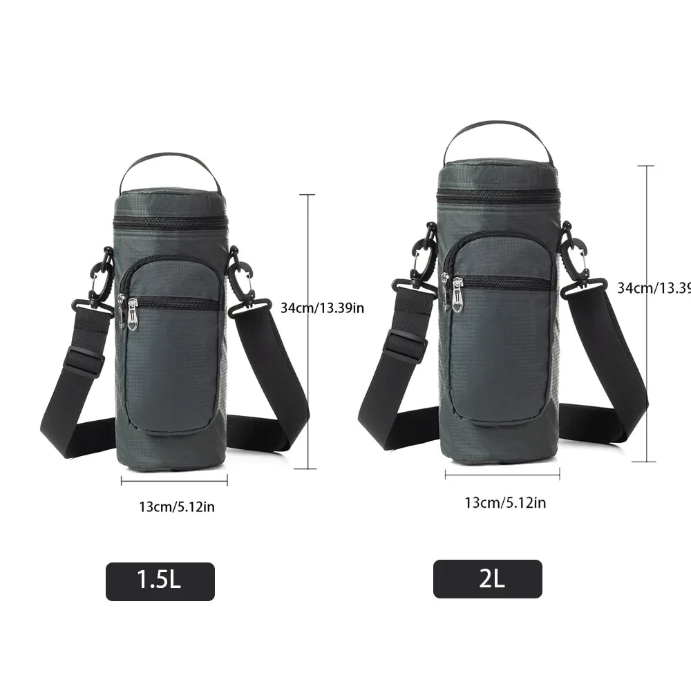 Insulated Water Bottle Storage Bag - 1L/2L Oxford Cloth Cooler Carrier for Summer Travel Hiking & Climbing
